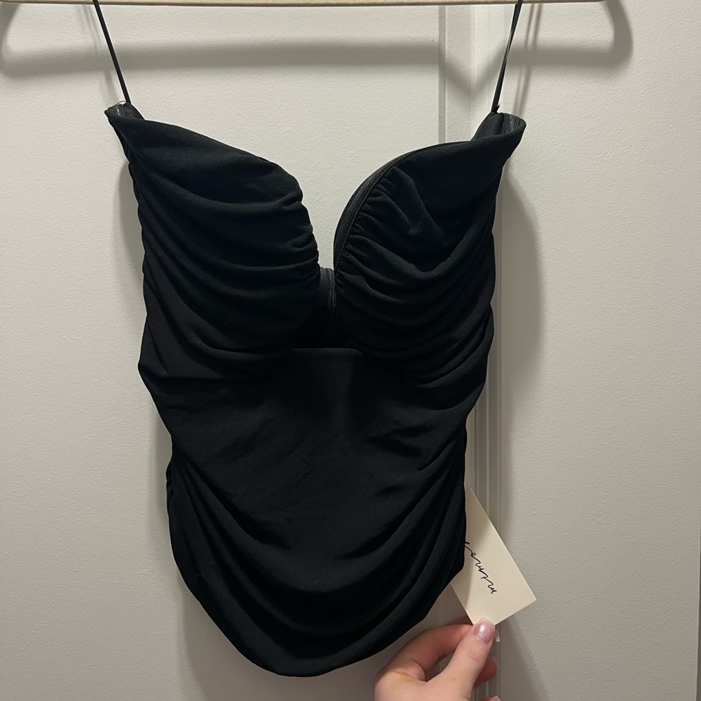 black strapless top
